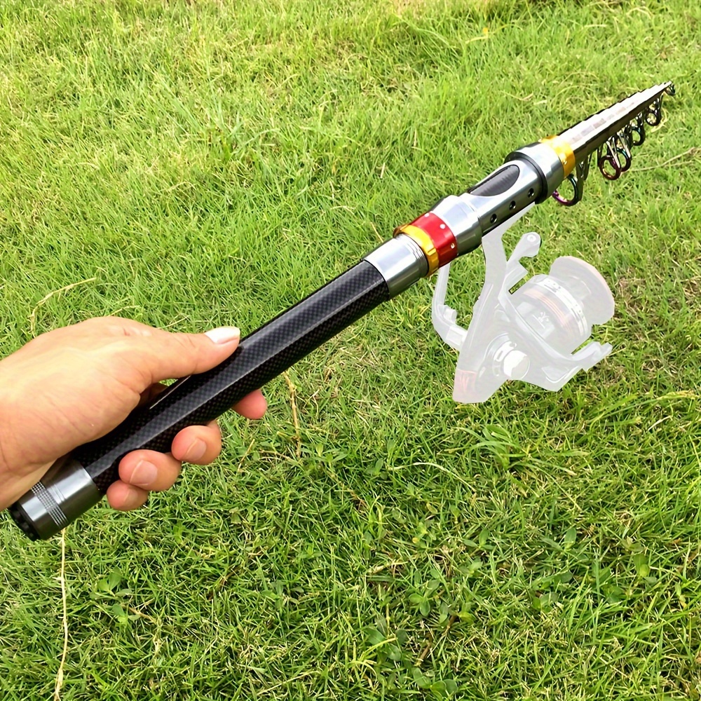 Compact 30-70cm Carbon Fiber Telescopic Fishing Rod - Medium Action, Light Power Surf Spinning Rod for Saltwater & Freshwater, Ideal for Travel & Holiday Fishing, Foldable, Gift for Anglers - Black (1 Pack)