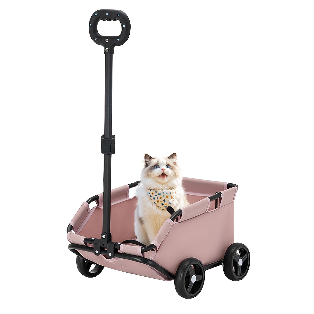 Compact And Easy-to-carry Pet Stroller Designed For Small Dogs And Cats, Made From Sturdy Oxford Fabric, Featuring An Ergonomic Handle And A Setup