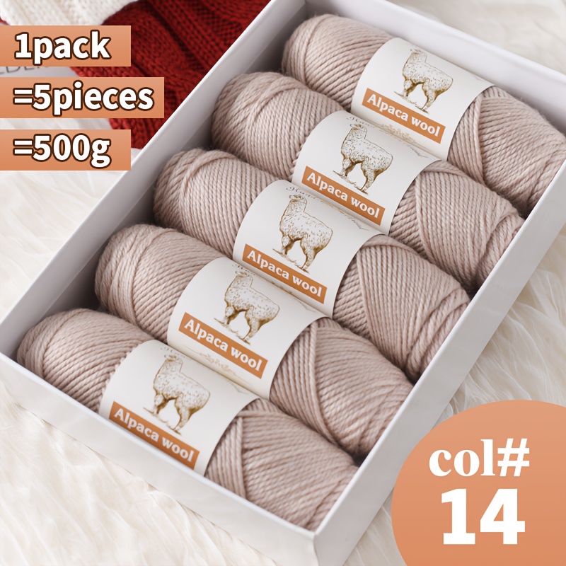TEMU Hilo 100% Lana de Alpaca, 5 madejas, 500G (17.6Oz), tipo , y No la Piel. Opción para Tejido de Otoño e Invierno, Adecuado para