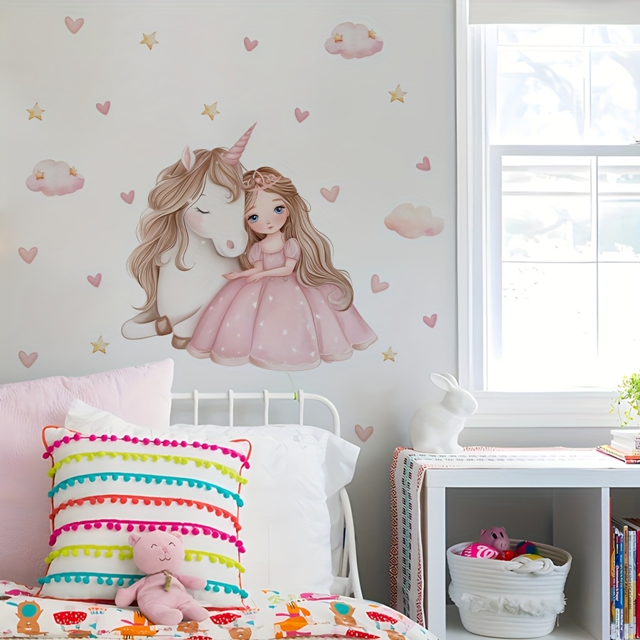 Image of Cartoon Pink Wall Stickers For Bedroom Home Decoration Wall Decal Self Adhesive Pvc