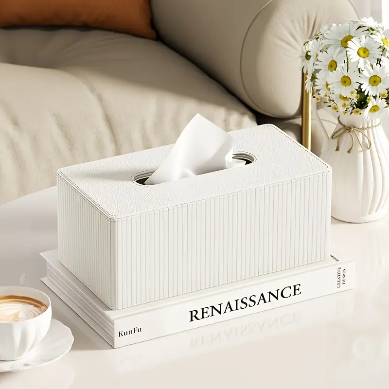 light luxury tissue box made of high quality leather material in designed with stripes to enhance space holiday gifts at home and tissue box holder square square tissue box tissue box cover large tissue holder support stripe tissue box holder tissue box holder wall mount bathroom accessory Product details 2