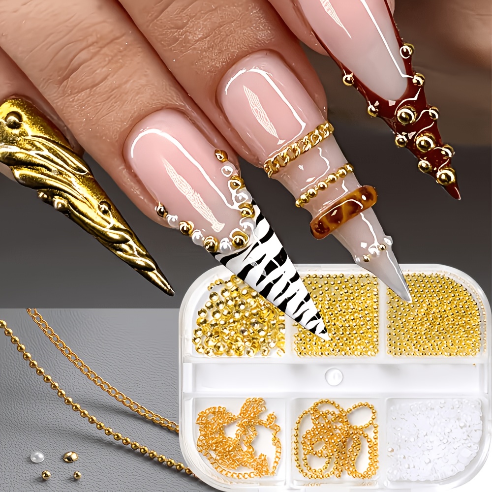Chain Nail Jewelry Mixed , Chain 3d Nail Design Y2k Retro Decoration Nail Salon Accessories Nail Supplies Diy