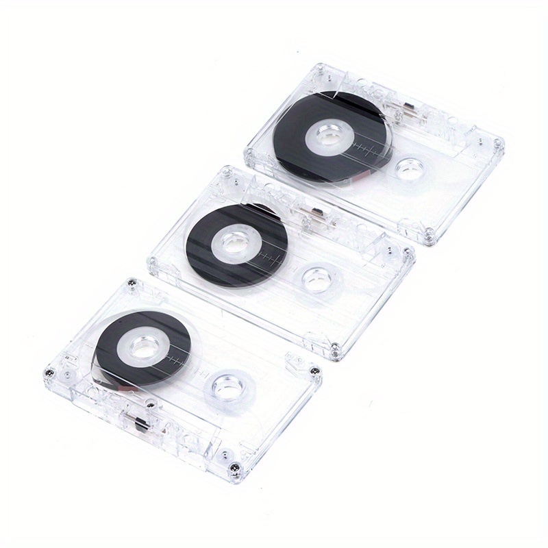 TEMU New Premium Blank Tapes 3-packs, Transparent Tape For Tape Recorders, Portable Blank Recording Tapes
