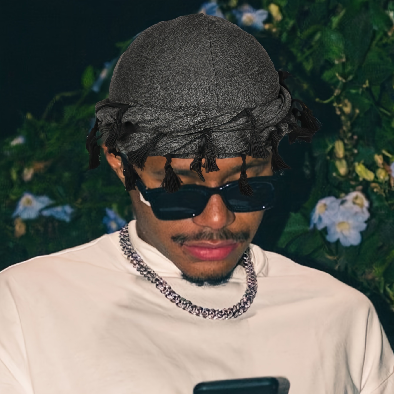 chapeau turban imprimé - africain unisexe - chapeau de tête extensible respirant - bonnet arabe élastique avec détail de pompon Détails du produit 0