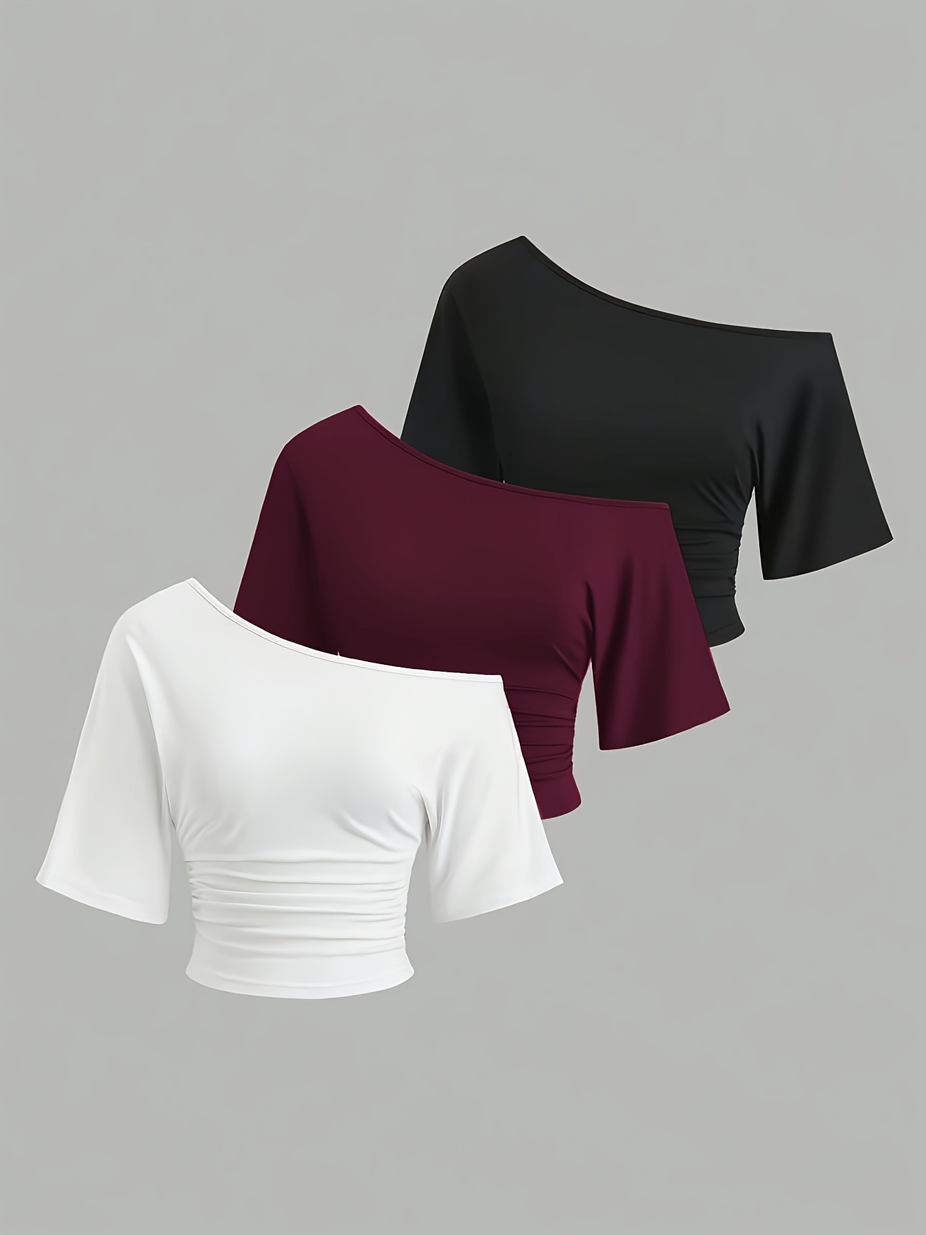 3pcs off shoulder   fit t shirts stylish and versatile suitable for spring and summer   daily commutes and  