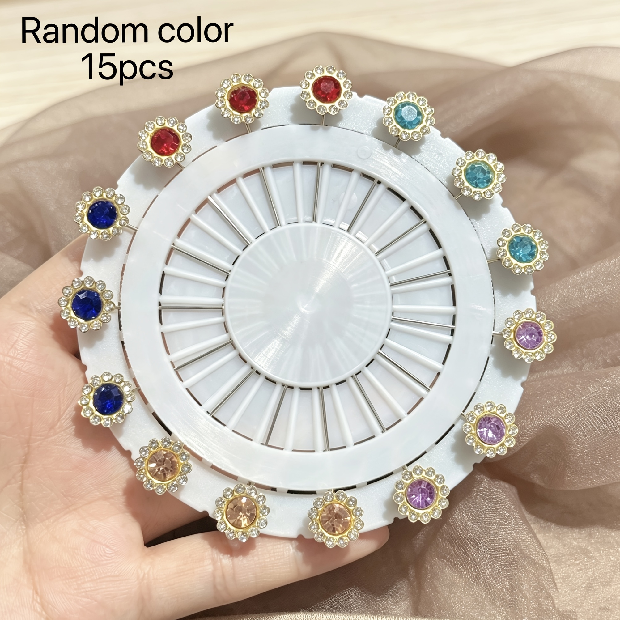 TEMU Confezione da 15 spille a testa larga di colori assortiti, clip per foulard e sciarpe, spille da per decorazioni, fermagli da donna per