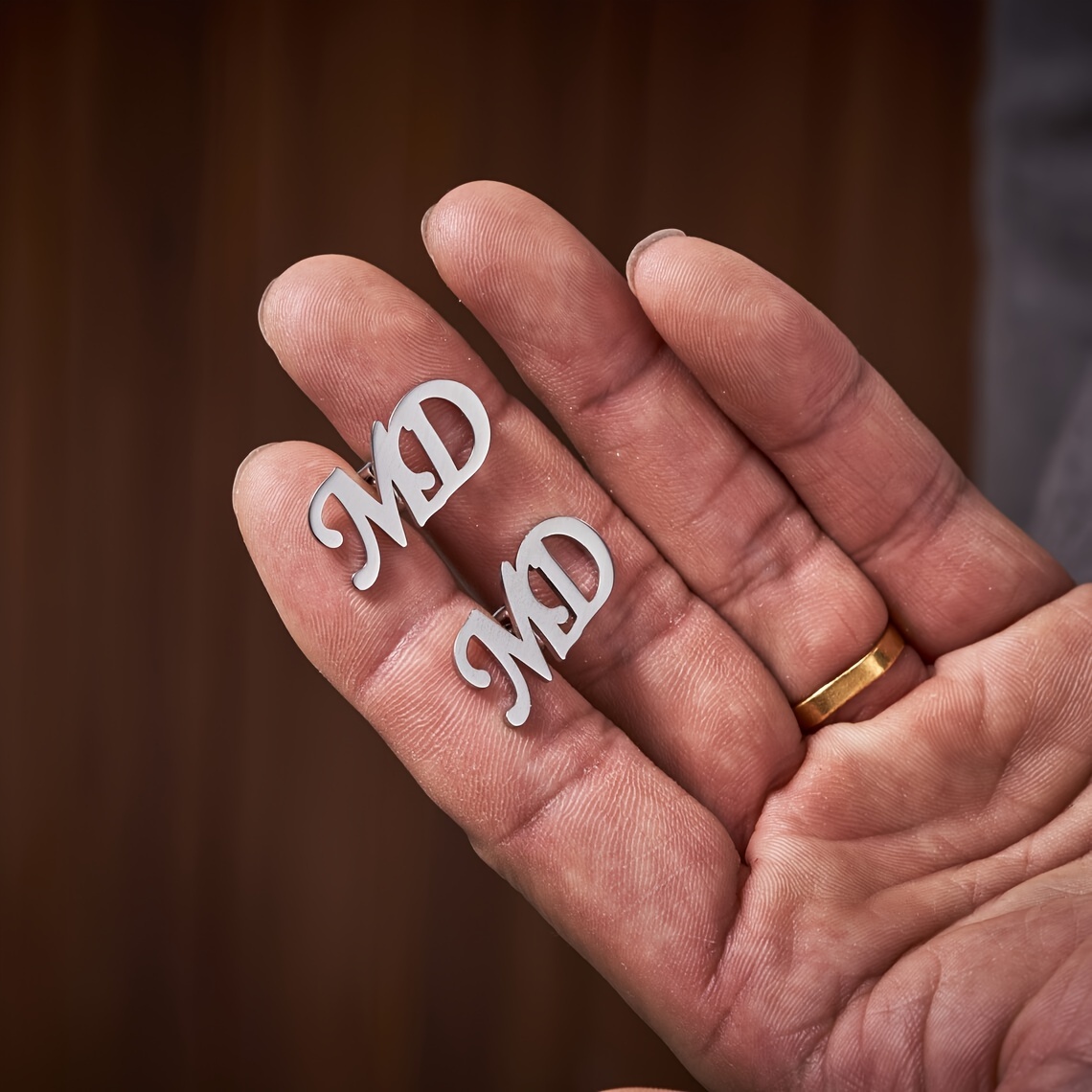 Customized Minimalist Double Letter Cufflinks for Couples