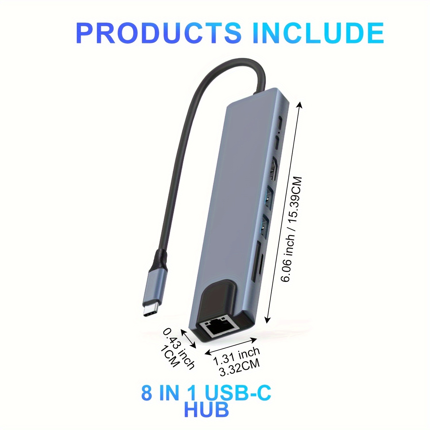 6 in 1 USB C HUB Type-C Multi USB Port 4K HDMI Adapter Dock RJ45 Ethernet  USB-C
