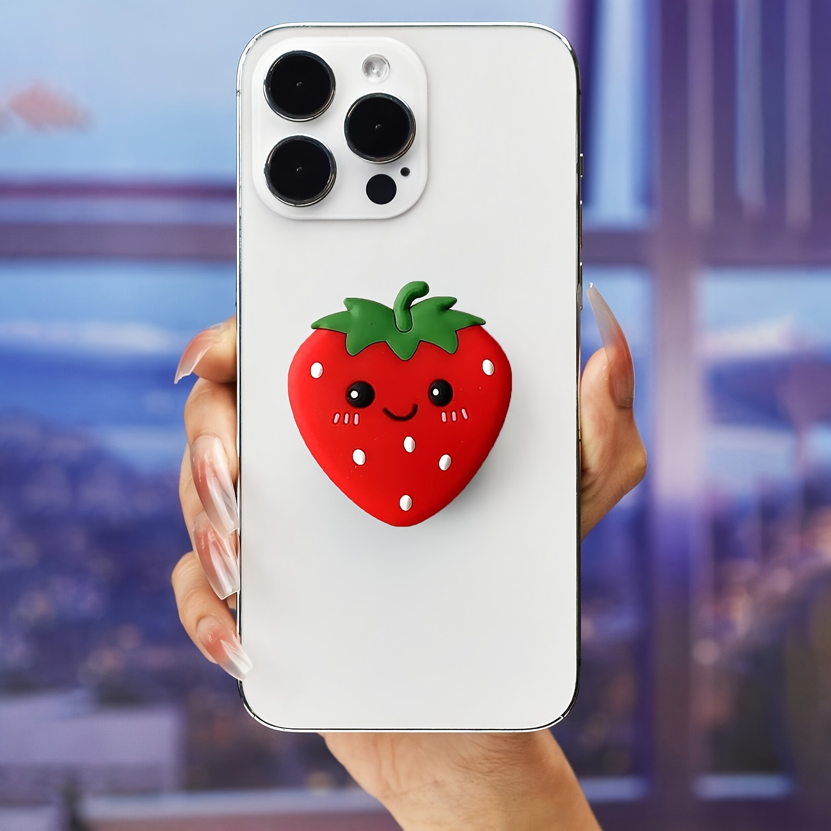 E-shop Handyhalter mit Erdbeer-Design, verstellbar, erweiterbarer Handy-Ständer, innovative faltbare Lazy-Phone-Halterung