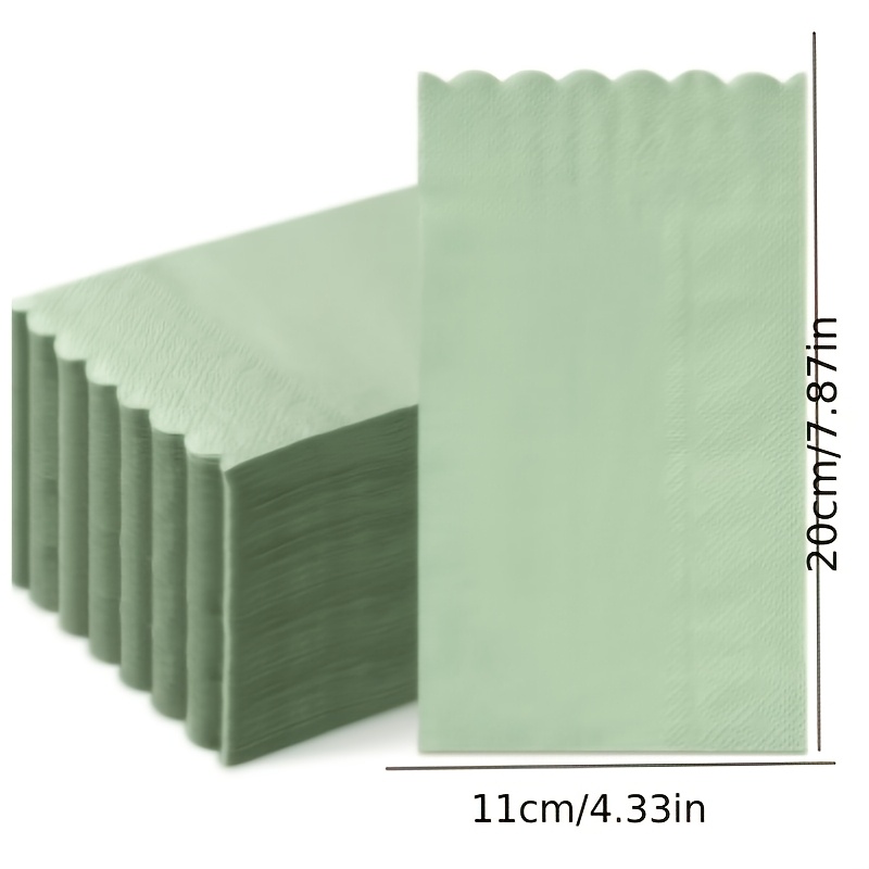 TEMU 20 serviettes en papier vert sauge d' d'oiseau, serviettes en papier ondulées jetables, pour la décoration de salle de bain, les fêtes