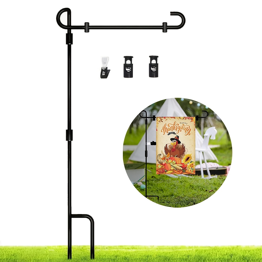 

Garden Flag Pole, Garden Flag Pole Hardware, Double-sided Iron For Outdoor Yard, With 1 And 2 Spring Stoppers Without Flag