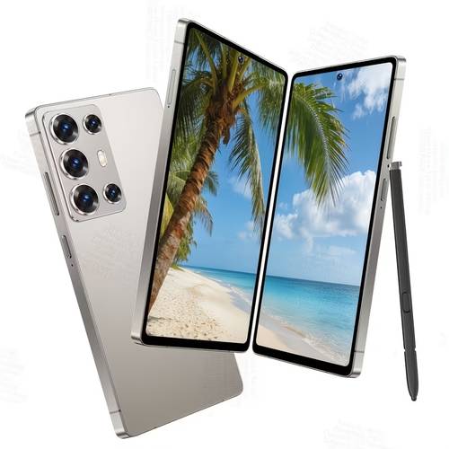 hot selling unlocked smartphone c25 ultra 12 stylish dual standby 4gb 64gb storage 6 8 inch display large capacity battery built data cable headphones phone case