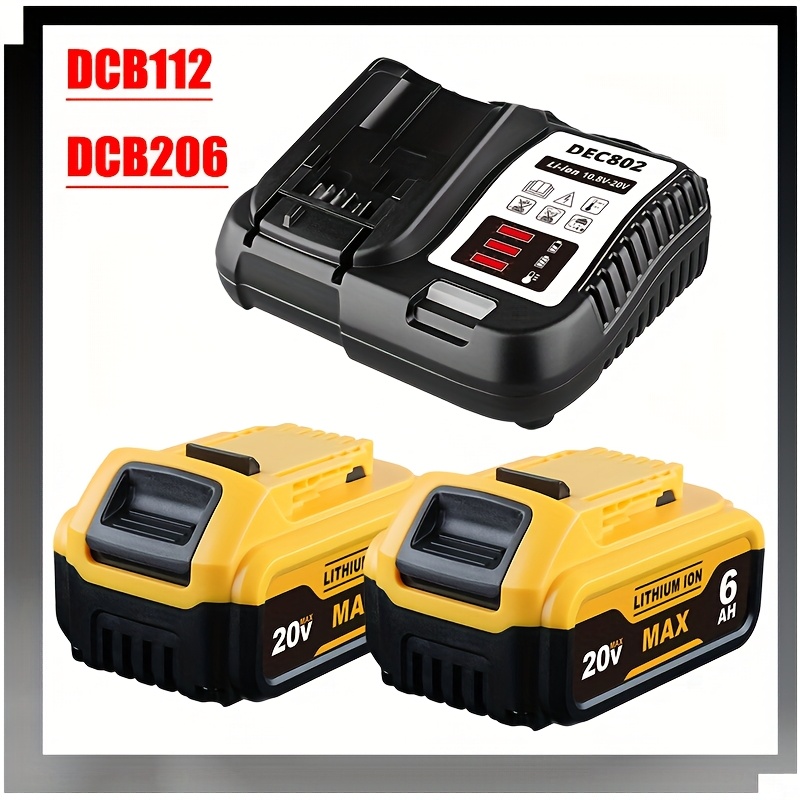 TEMU 2 Pack 6000mah 20v Li-ion Replacement Battery For 20v Max Dcb200, Dcb206, Dcb204, Dcb112 | Rechargeable, Polyvinyl Chloride Material