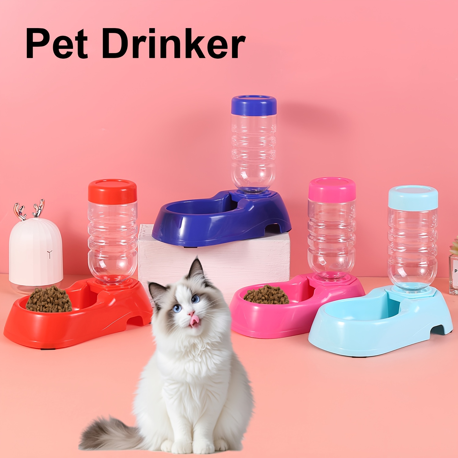 

Automatic Pet Water Dispenser With Bowl, Gravity-fed Cat And Dog Drinking Fountain, Non-electric Portable Water Bottle For Outdoor Use, Suitable For Cats And Small Dogs, Without Battery