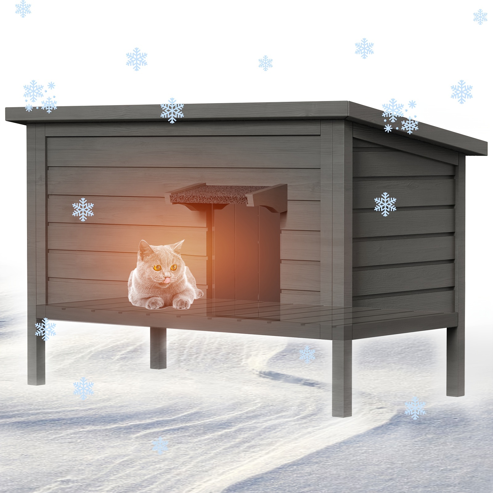 

Outdoor Cat House For Winter Waterproof House, Foam Insulated And Large Outdoor Cat Shelter, Solid Wood Cat Condos For Multiple Cats 34.4 "l * 21.7" W * 27.2"h