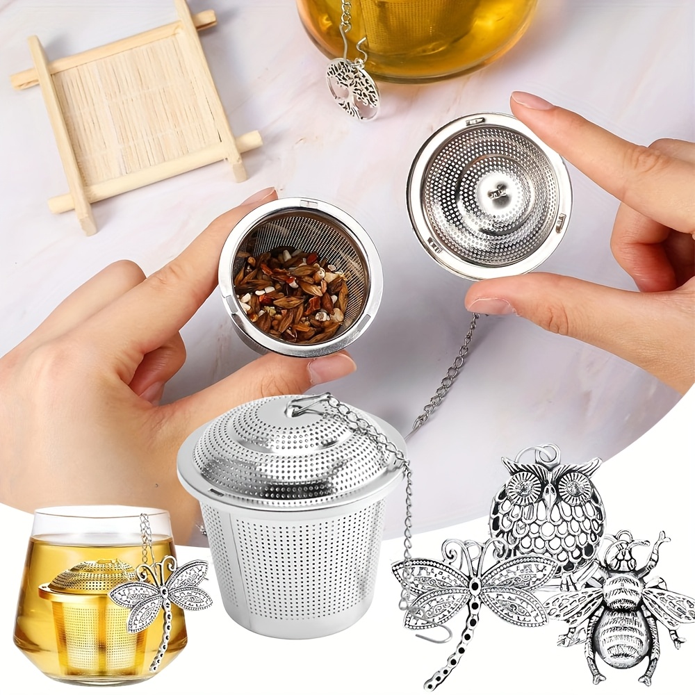 

Spice Seasoning Bag Tea Strainer With Lid Stainless Steel Mesh Ball Tea Coffee Filter Basket Infuser Tools Kichen Strainer For Tea, Best For Christmas