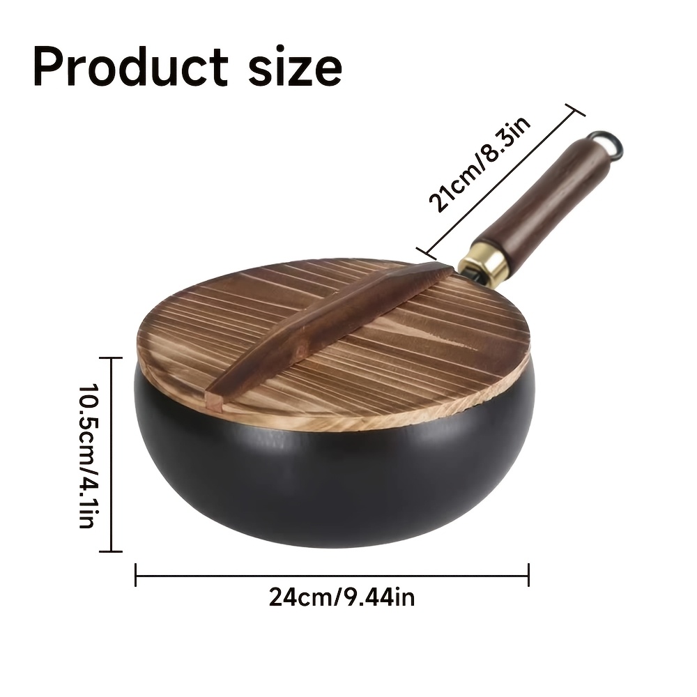 TEMU 24cm/28cm Mini Wok Pan With Lid, Small Household Cooking , Lightweight Single Hand Fry Pan, No Coating&easy Clean, Uniform Heat Conduction,