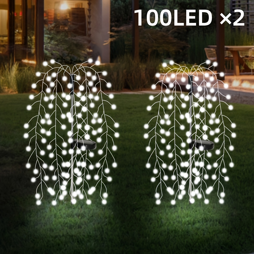 2pcs Solar Outdoor Garden Lights, Each Product 27.56 Inches/100 Led Solar Christmas Light, Suitable For Terrace, Yard, Camping, Christmas, Valentine's Day Decoration