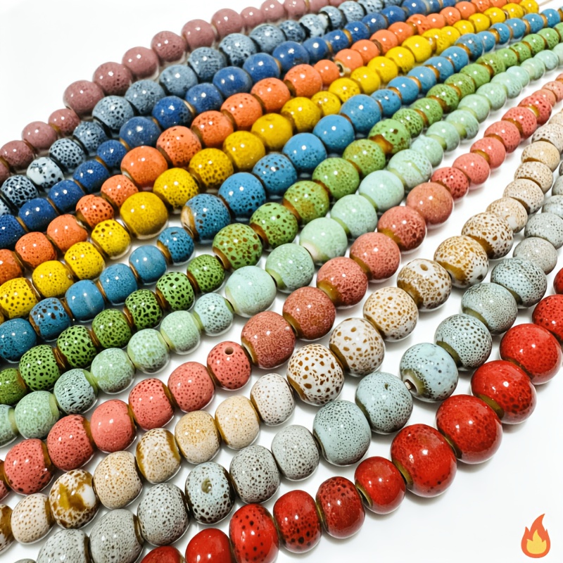 Mixed Size Colorful Glazed Round Ceramic Beads for Jewelry Making