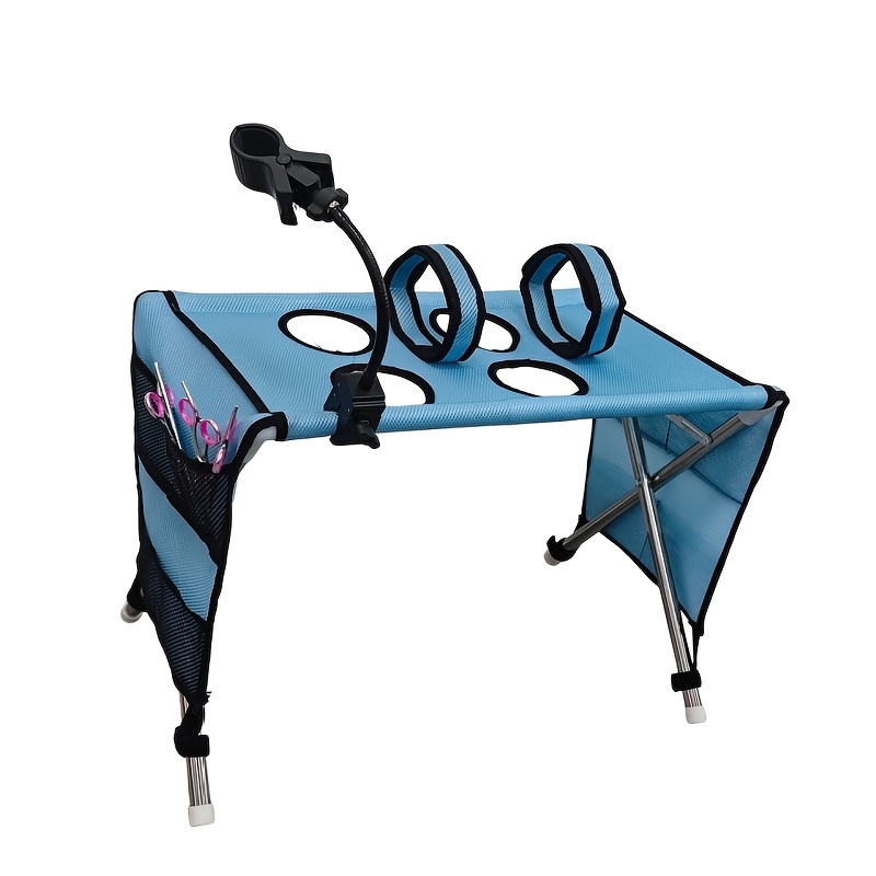 TEMU Folding Multi-functional Pet Grooming Table With Tool And Hair Dryer Holder, Cat Bathing Restraint Grooming Stand, Household Folding Pet Bathing