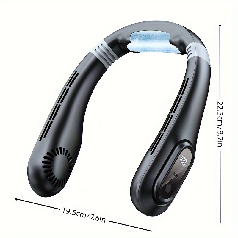 portable neck fan 3000mah rechargeable personal wearable fan with     hanging earphone design suitable for indoor and outdoor   portable lightweight details 9