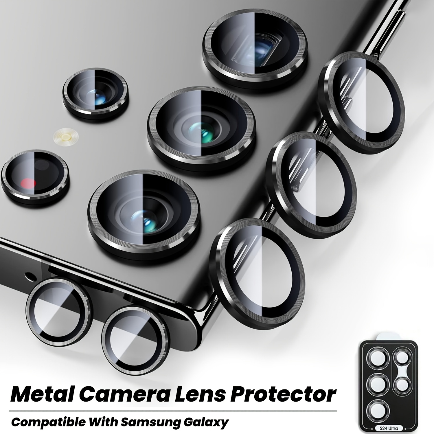 

1 Set Camera Lens Protection Glass S25 S24 S23 Fe Full Coverage Lens Metal Protection Ring For A56 A55 A54 A36 A35 A34 A26 A25 A24 A16 A15 A14 Lens Protection Film