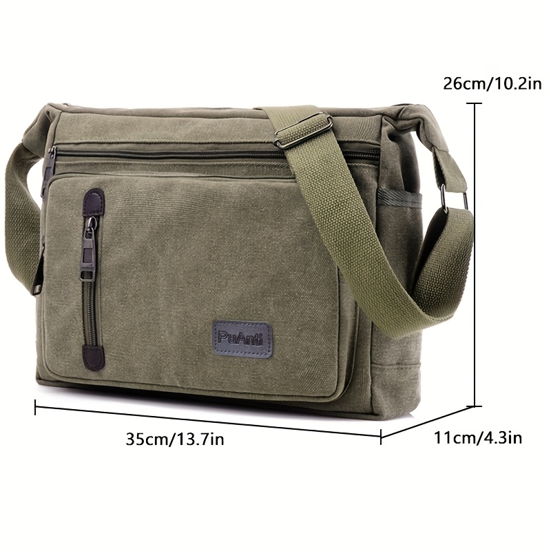Canvas Crossbody Bag, Single Shoulder, Large Capacity, Multi-pocket Bag