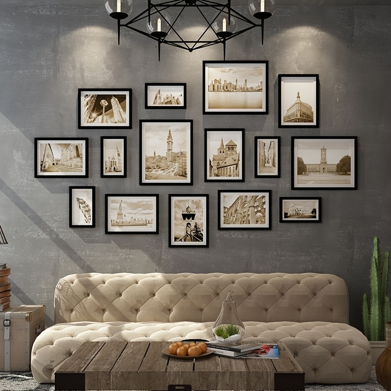 Room Photo Wall Decor, Internet-famous Wall Photo Gallery, No-drill Bedroom Photo Wall, Framed Photos For Hanging, 15pcs Set With Random Free Photos