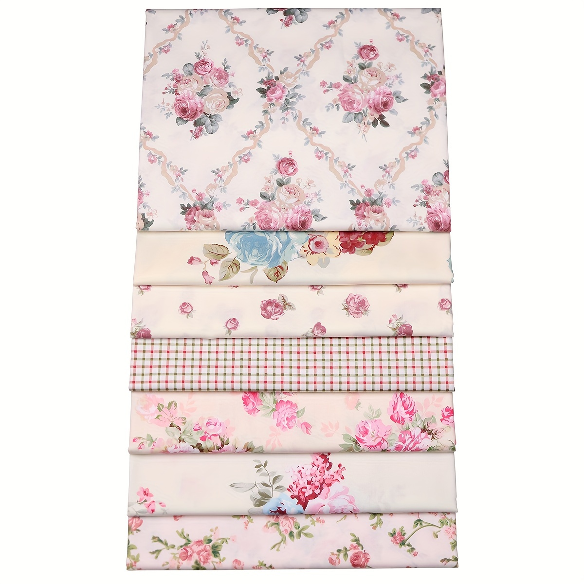 

Hanjunzhao 7-piece Vintage Floral Cotton Fabric Bundle - Perfect For Diy Crafts, Handmade Bows, Clothing & Doll Apparel, Quilting , 15.75 X 19.69 Inches