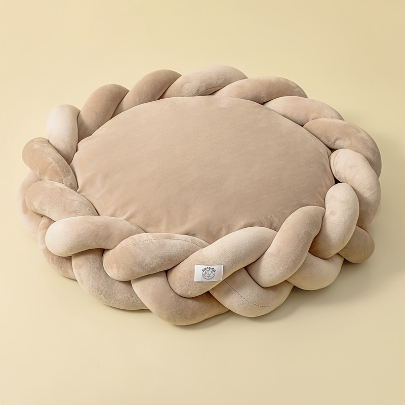 soft cozy hand knitted dog bed round warm polyester fiber machine washable detachable cover for small dogs pet bed   bed detachable cover bed Product details 3