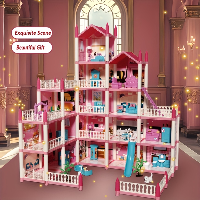 

Doll House For Girls Playhouse Dollhouse Toy Set, Pretend Princess Dollhouse With Lights For Kids, Portable Building Dolls Playset Toys Kit Gift Christmas, Thanksgiving Day Gift, Gaming Gift