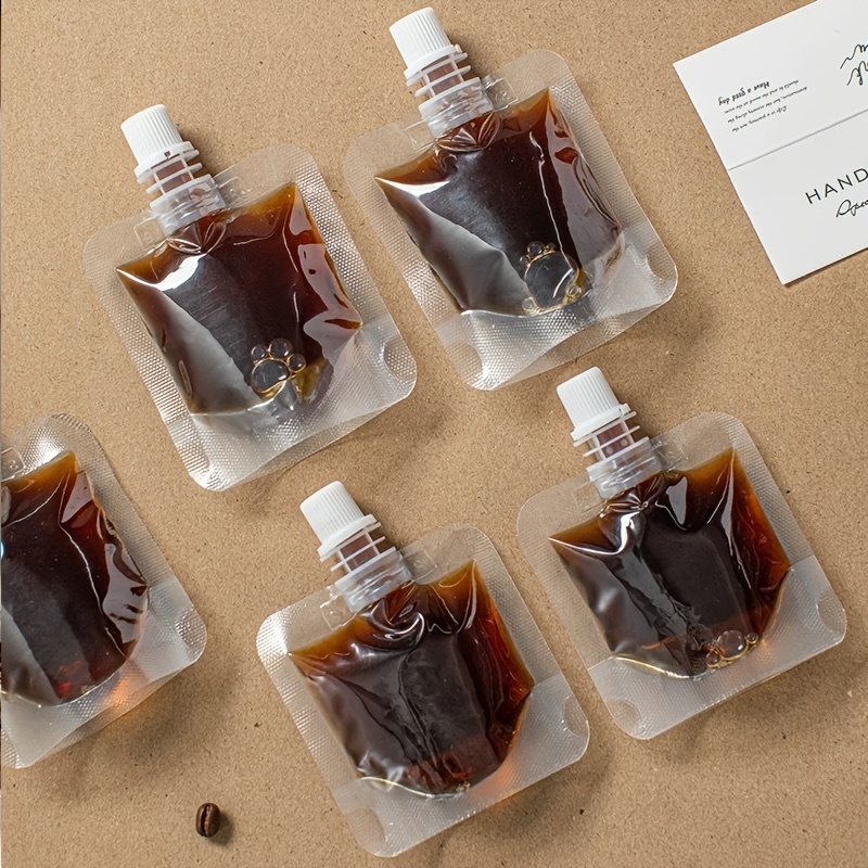 50pcs disposable coffee beverage bags with squeeze nozzle individually wrapped transparent liquid pouches for hot cold drinks   soup portable single use sachets for travel camping parties bulk  