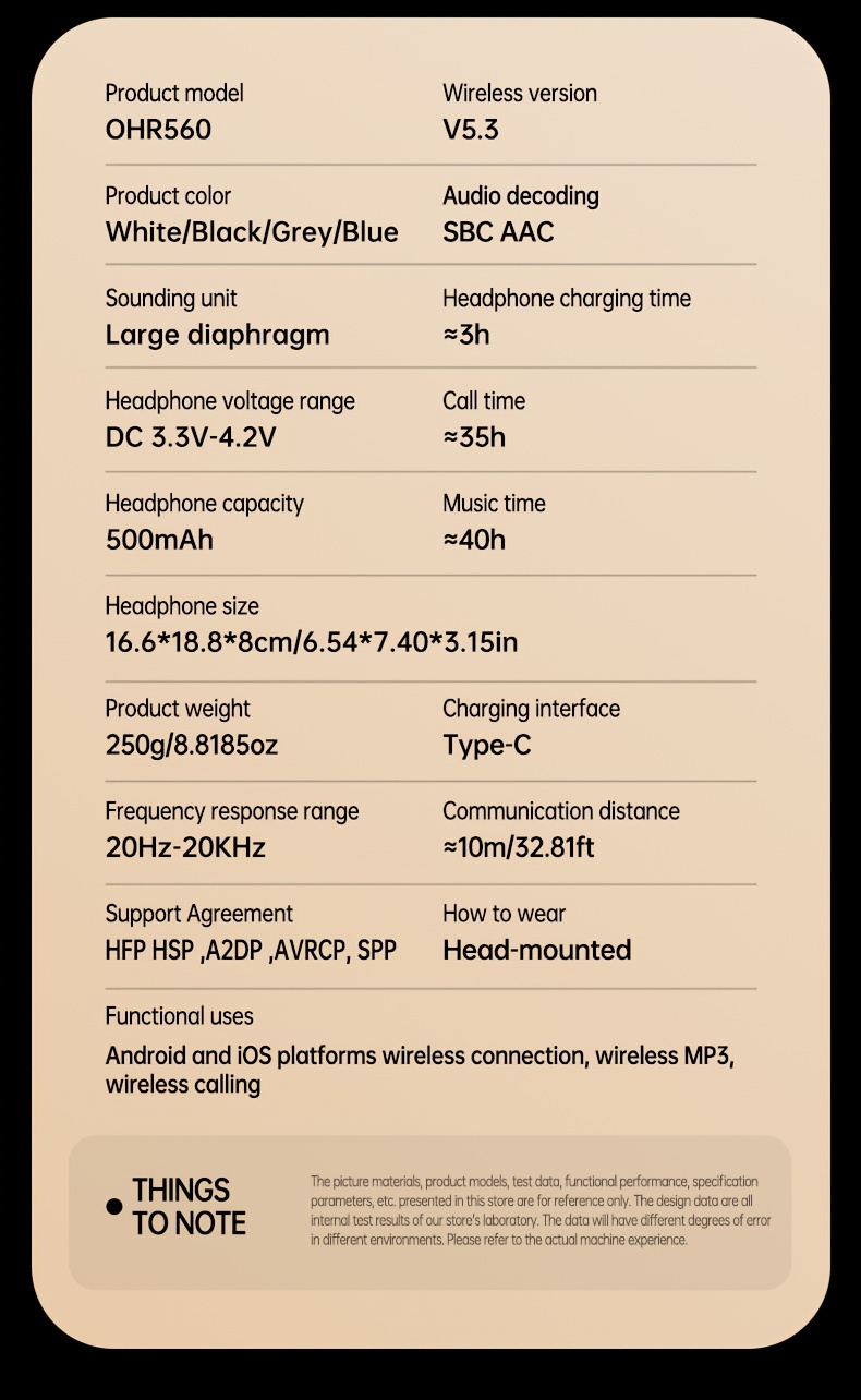 Casque sans fil Acer Ohr560 | Circum-aural avec suppression du bruit ANC, conception d'oreille à couverture complète, pliable, microphone à condensateur intégré, son stéréo Hi-Fi, réduction du bruit des appels HD ENC, compatible avec câble audio 3,5 mm, chargement USB