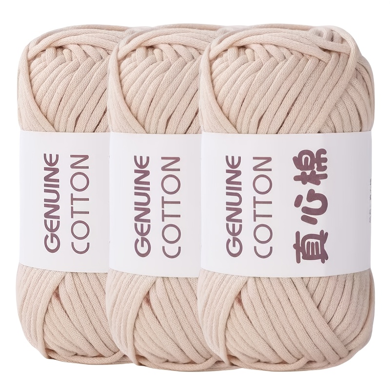 Set Of 3 Cotton And Nylon Blend Crochet Yarn - Skin, Versatile Craft Yarn For | Ideal For Scarves, Hats, And Bags