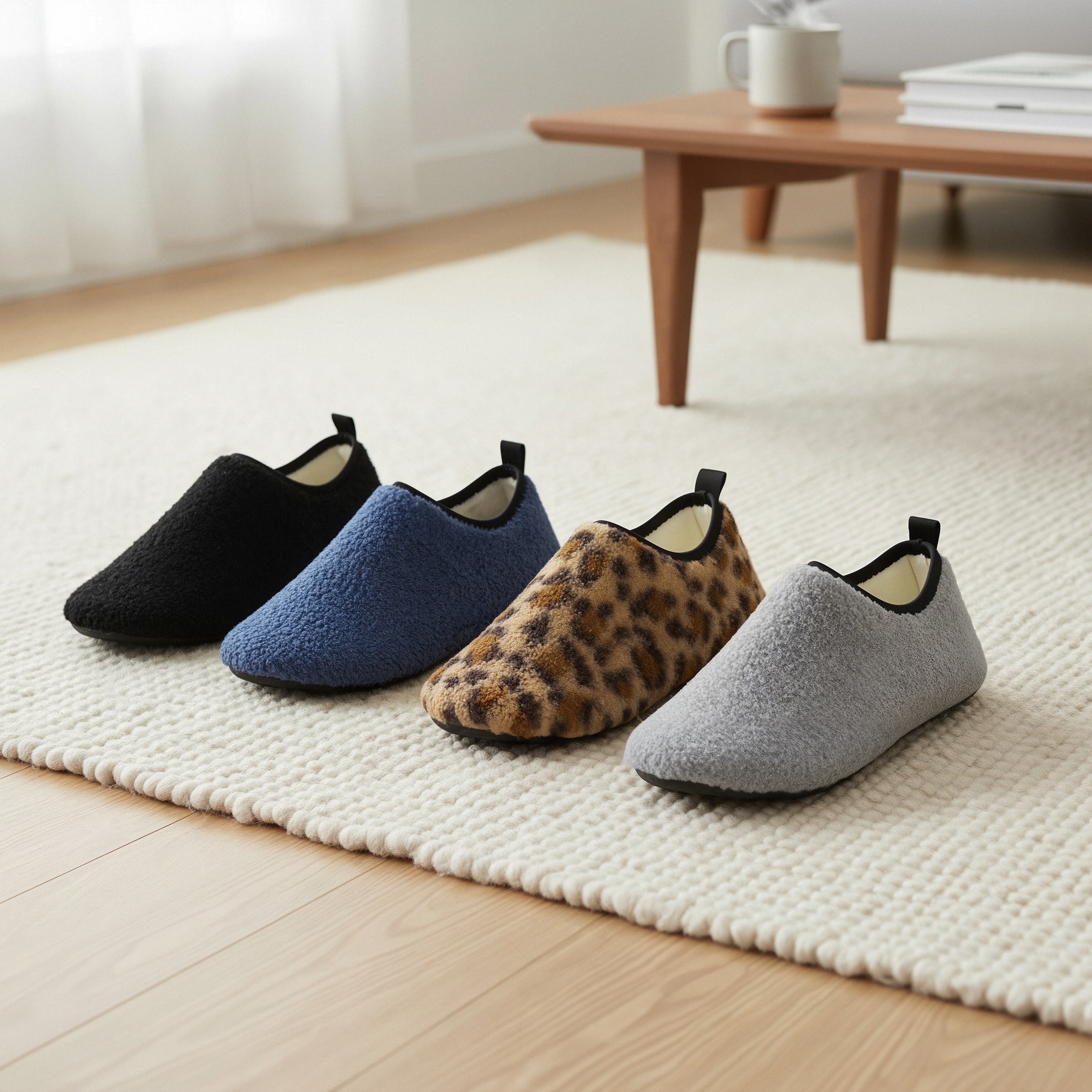 Women Rubber Sole Soft-Lightweight Flat House Slippers | Non-Slip, Casual Style, Solid Color, Fabric Upper and Insole, Suitable for All Seasons