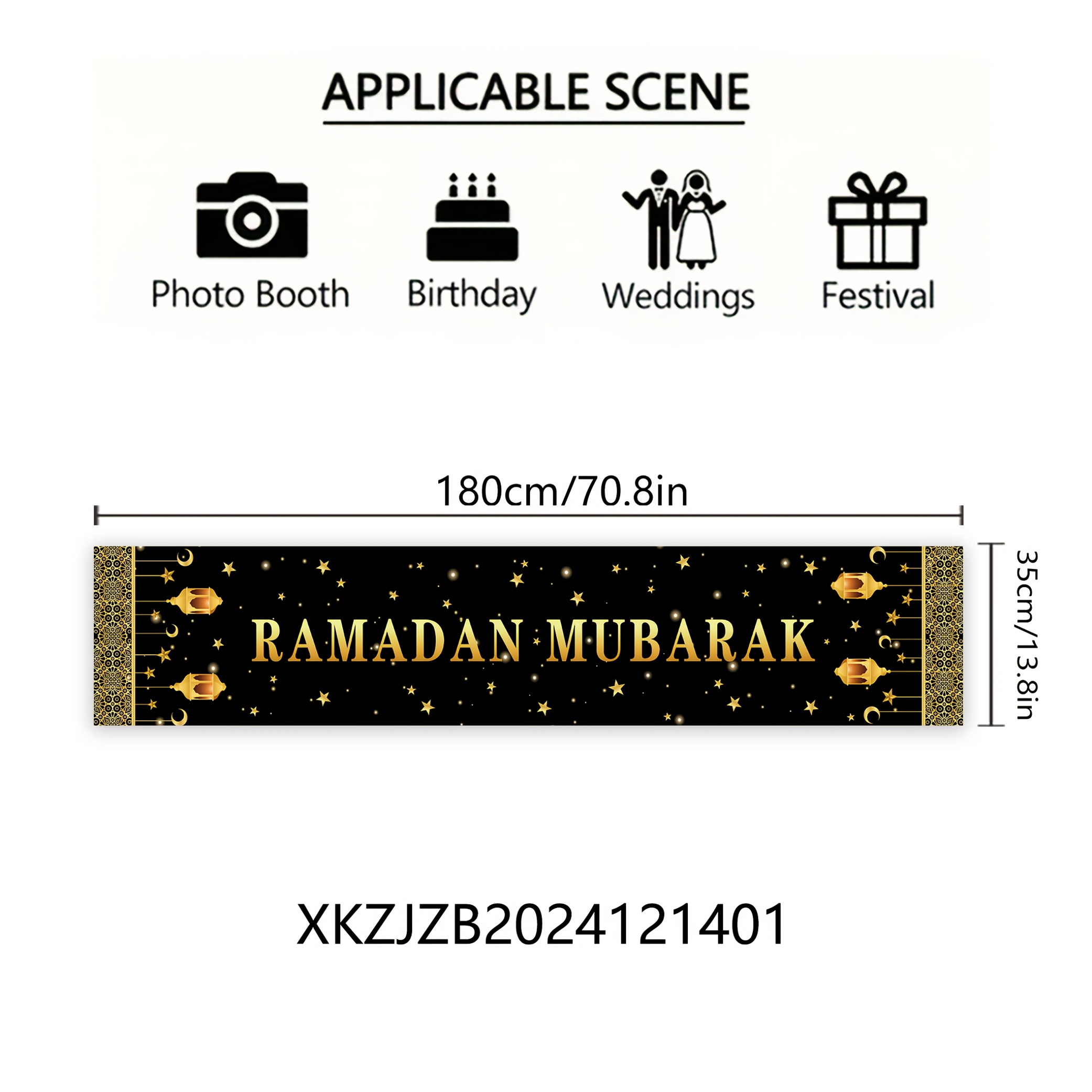 TEMU 1pc, Eid Al Fitr Table Runner, 180cm X 35cm, Durable Polyester, Festive Home & Kitchen Decor, Machine Made, Ramadan Celebration Accessory