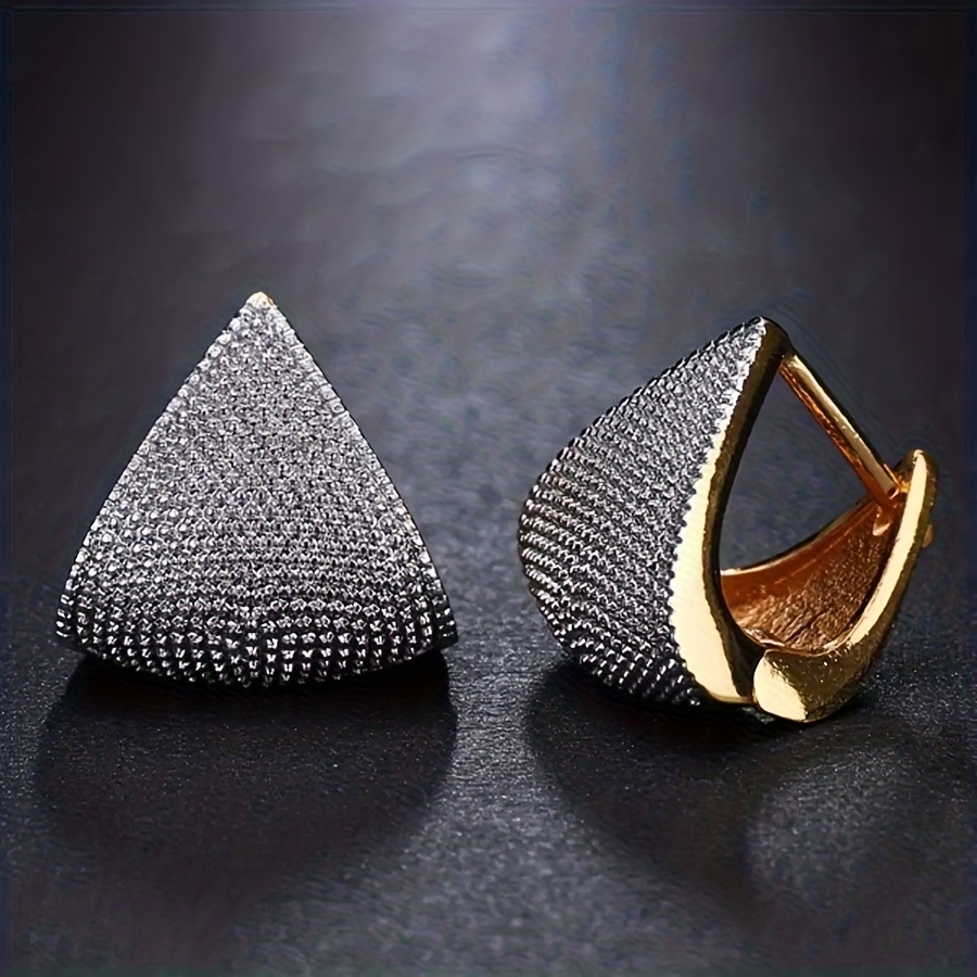 1 Pair Niche Easy Triangle Stud Earrings Textured All-match Party Prom Ear Jewelry
