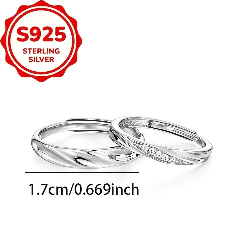 2pcs S925 Silver Möbius Twist Couple's Rings Set