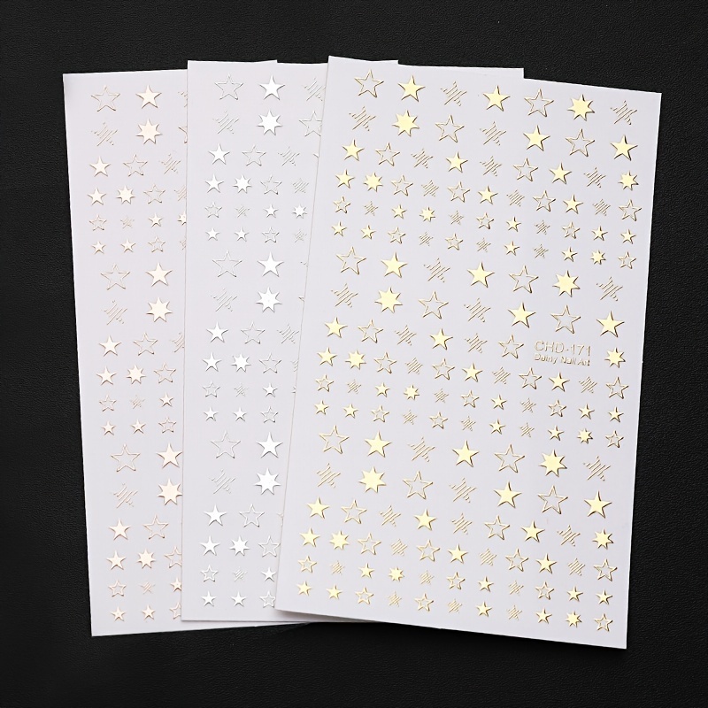 

3pcs 3d Nail Stickers With Built-in Adhesive Star