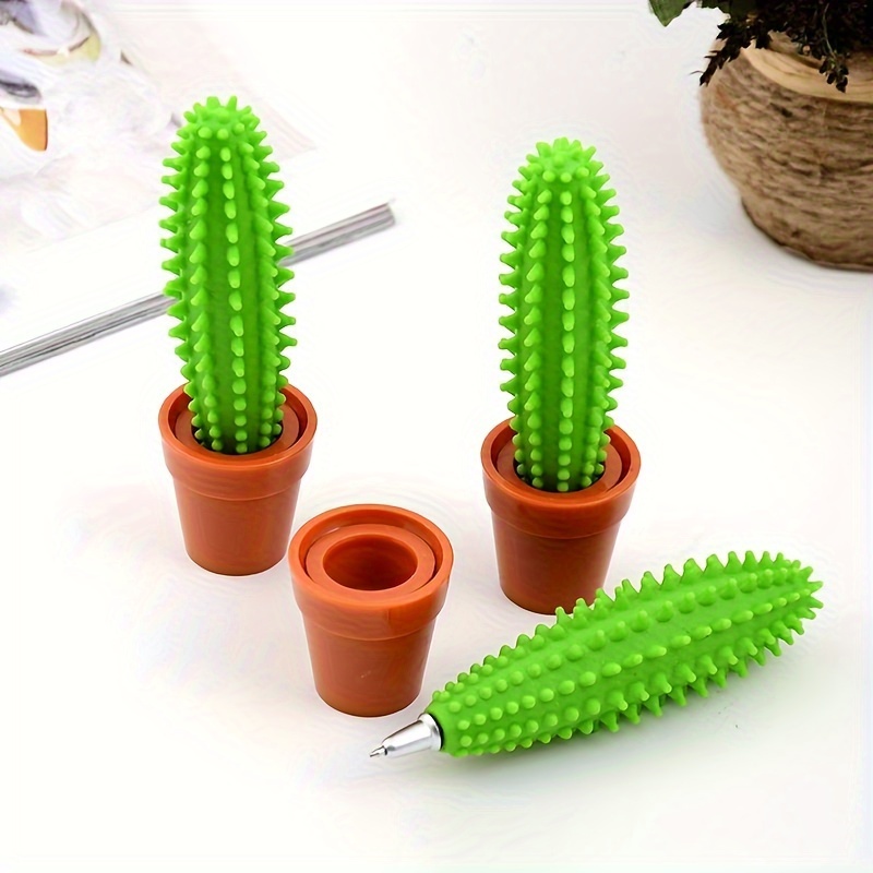 

1pc/3pcs Realistic Cactus Bonsai Ballpoint Pen, Back-to-school Season Student Learning Gift, New Year Christmas Gift For Classmates, Creative Signature Pen, 0.5mm/0.019in Blue Ink Ballpoint Pen