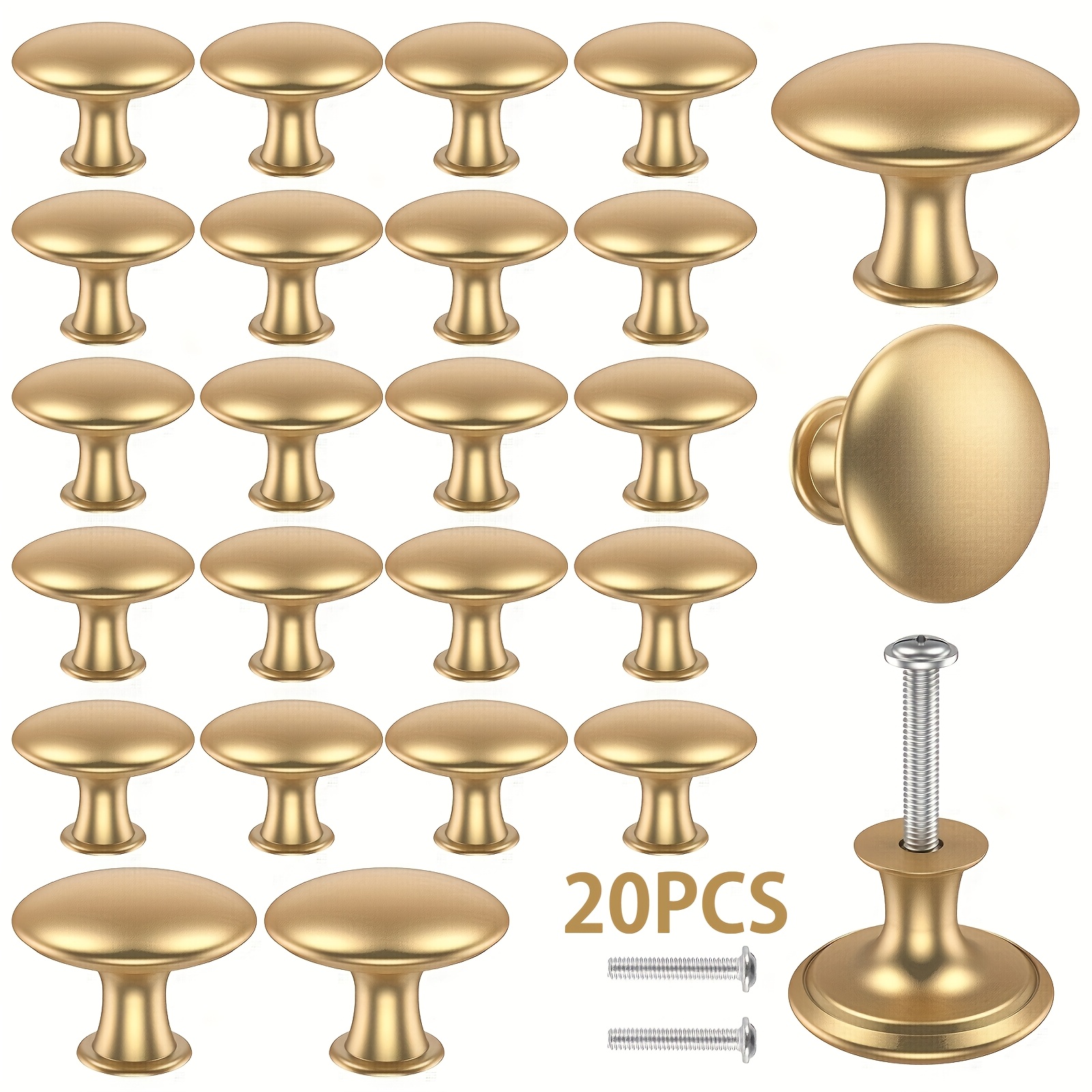 E-shop 20er Set Goldene Schubladenschlösser aus Zinklegierung - Rostfreie, dekorative Schrankgriffe mit Schrauben für Kommoden & Küchen