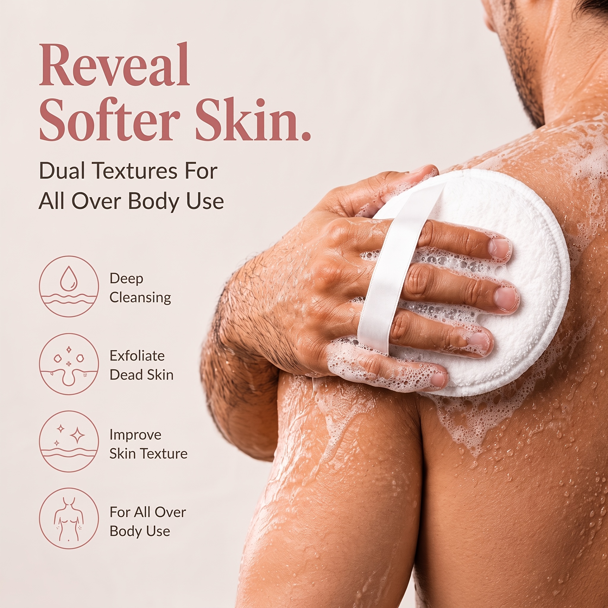 8-Pack Exfoliating Body Scrubber Round Shower Sponge Set