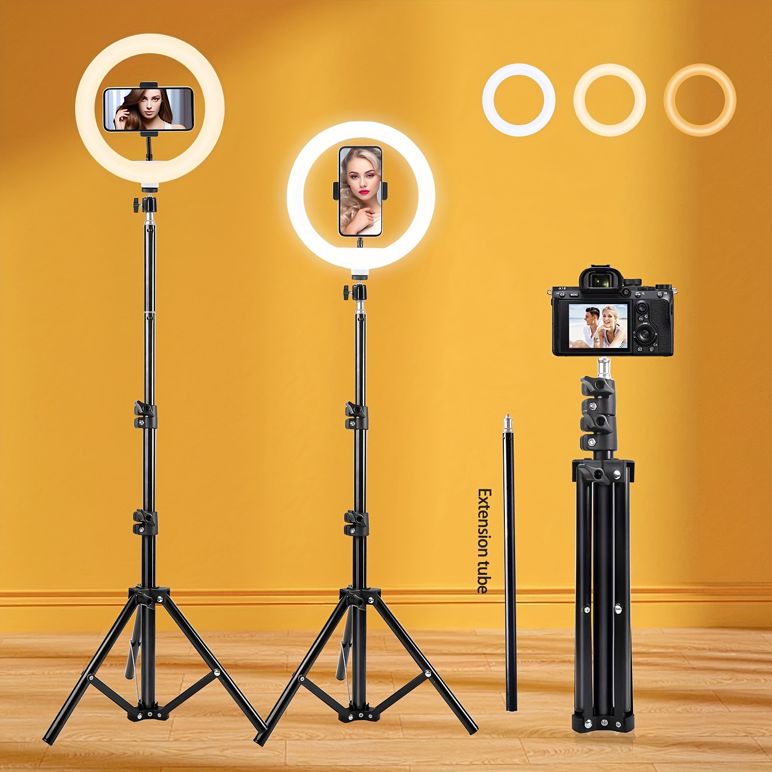 

Zomei 43.3" Tripod & 15.3" Extension Rod Set With 10" , Usb Powered - Ideal For Live Streaming, Photography, Gifts | Height From 58.6" To 72.8" With Adjustable Brightness