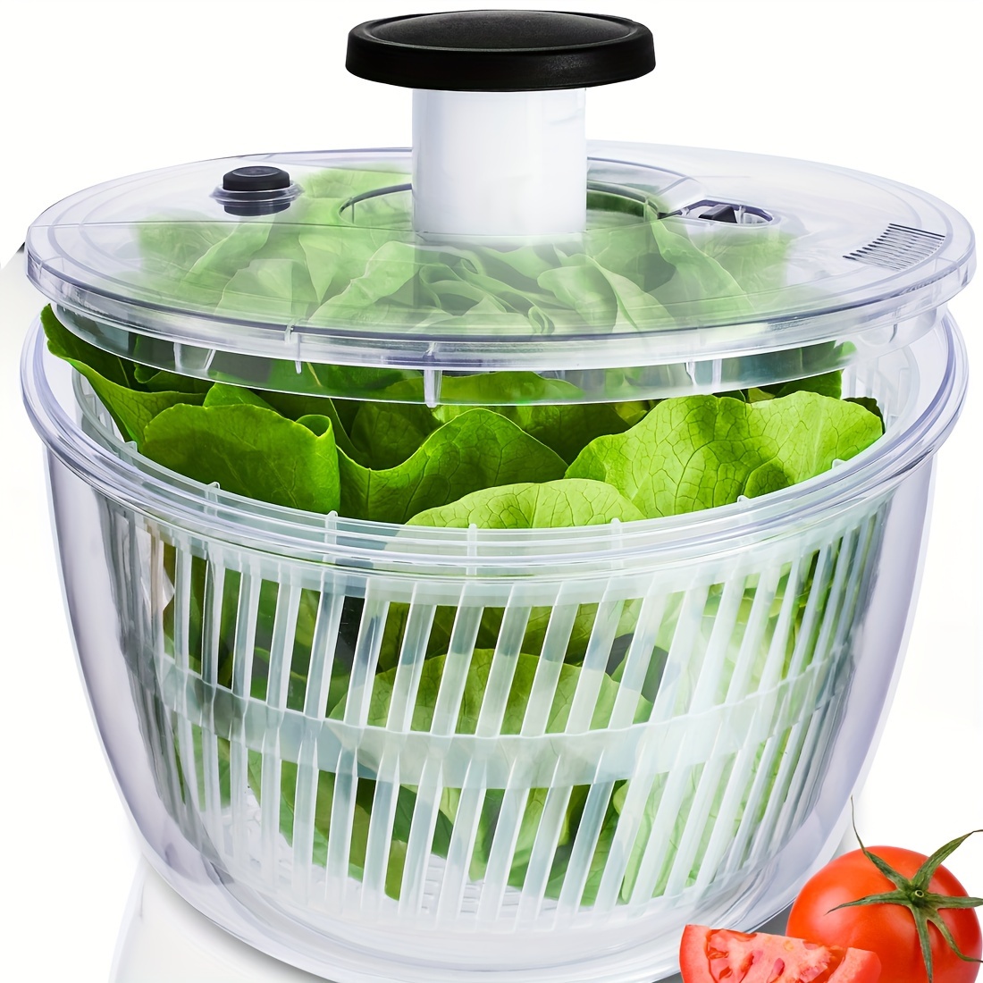 

1pc 6l Large Pump Salad Spinner Drain, Bowl, And Colander - Quick And Easy Multi-use Lettuce Spinner, Vegetable Dryer, Fruit Washer, Pasta And Fries Spinner