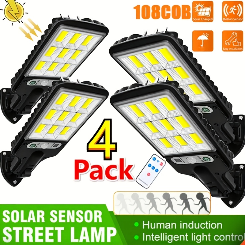 

2/4/ Solar Outdoor Lights, Solar Powered Motion Sensor Security Flood Lights With 108 Cob Led Lights For Garden Yard Pathway Garage Street Light