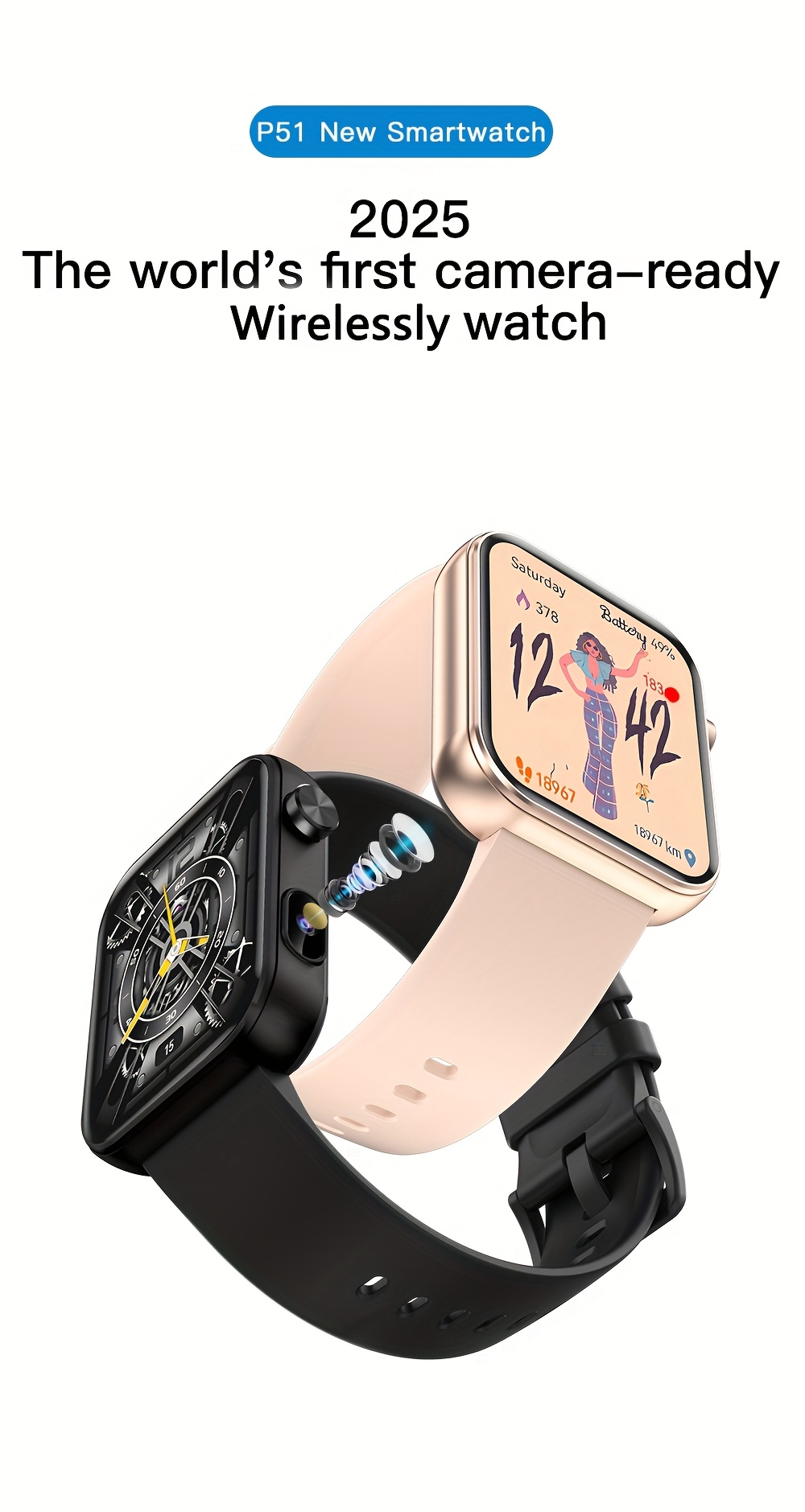 smartwatch for taking photos recording audio and recording videos in 2025   with a built in camera fashionable and sporty smartwatch wireless calling and multifunctional smartwatch Product details 2