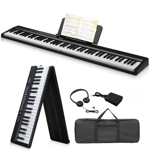 foldable 88 key portable electric piano keyboard suitable for all skill levels semi weighted keys with carrying bag headphone jacks lightweight piano for gift for beginners musicians