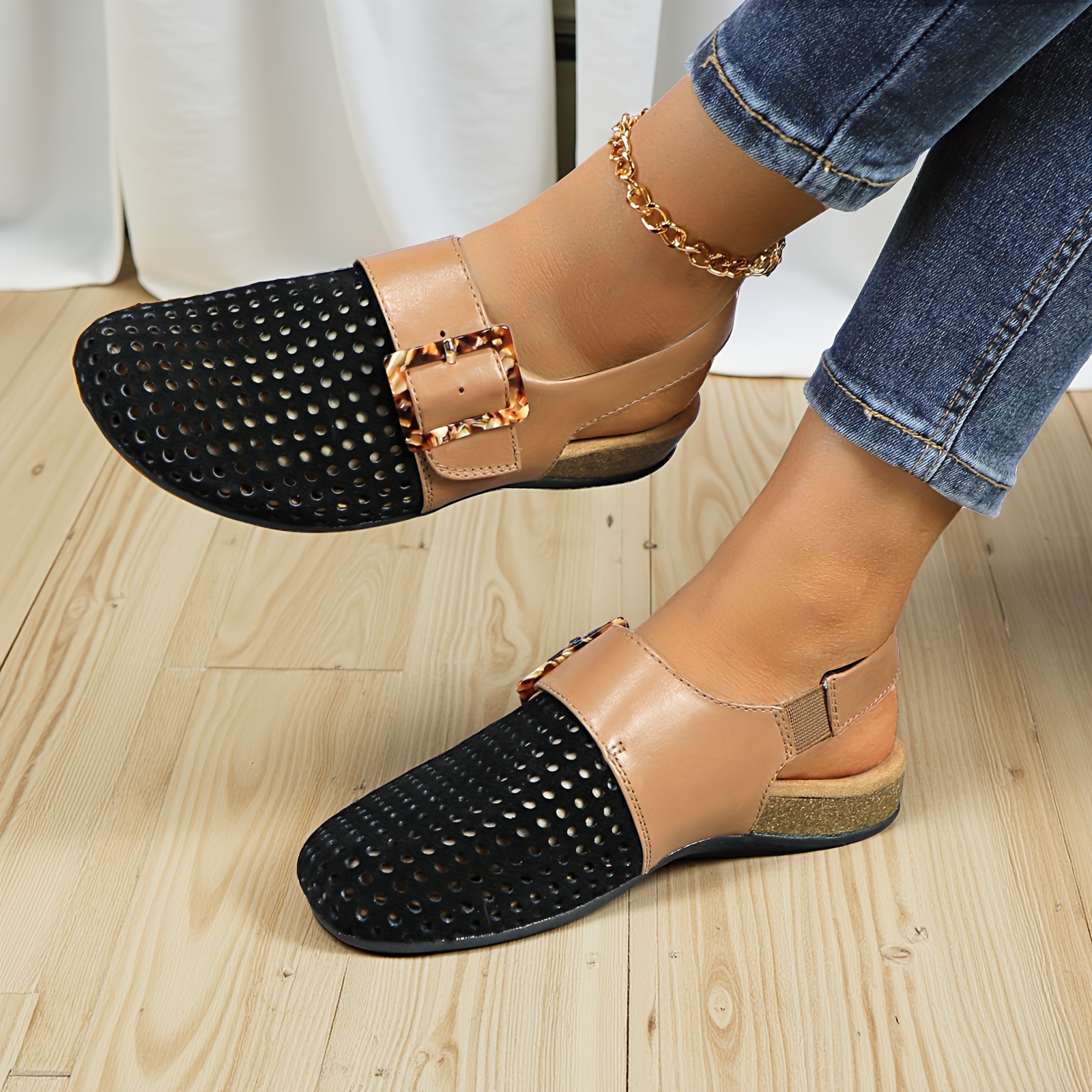 sandalias slingback cómodas mujer diseño transpirable Temu