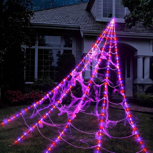item picture halloween 5 meter new purple and orange glowing web enormous halloween decoration lit 8 of lighting suitable for outdoor indoor courtyard makeup party decoration decoration
