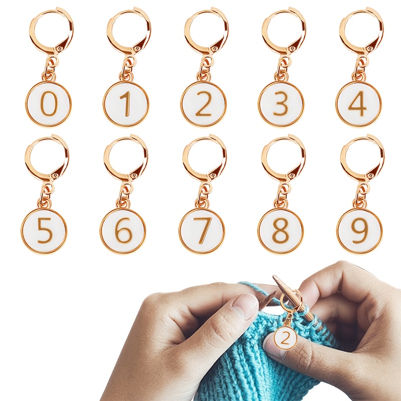 TEMU Lot de 10 marqueurs de numérotés en émail - Breloques en alliage pour crochet et tricot, 0-9, couleurs assorties, adaptés pour le tricot, le